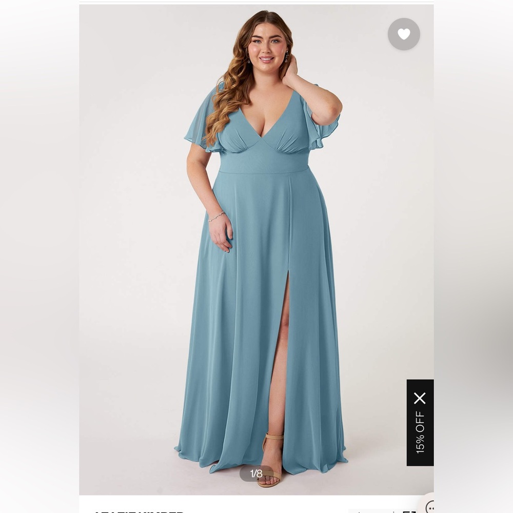 AZAZIE Moody Blue Flowy Flounce Sleeve Chiffon Dress